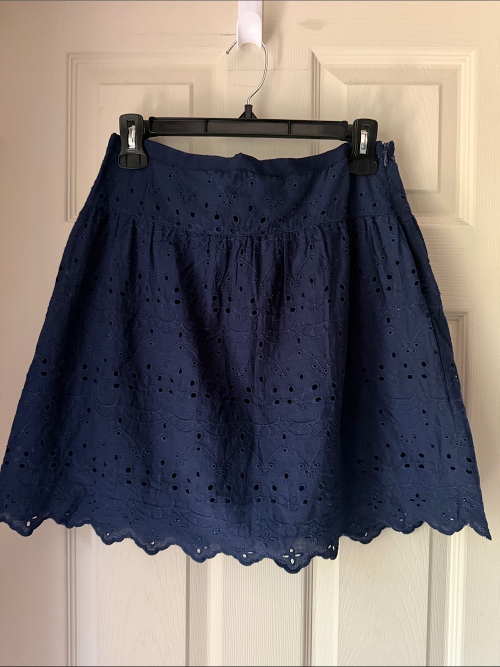 Max Studio Navy Eyelet A-Line Skirt